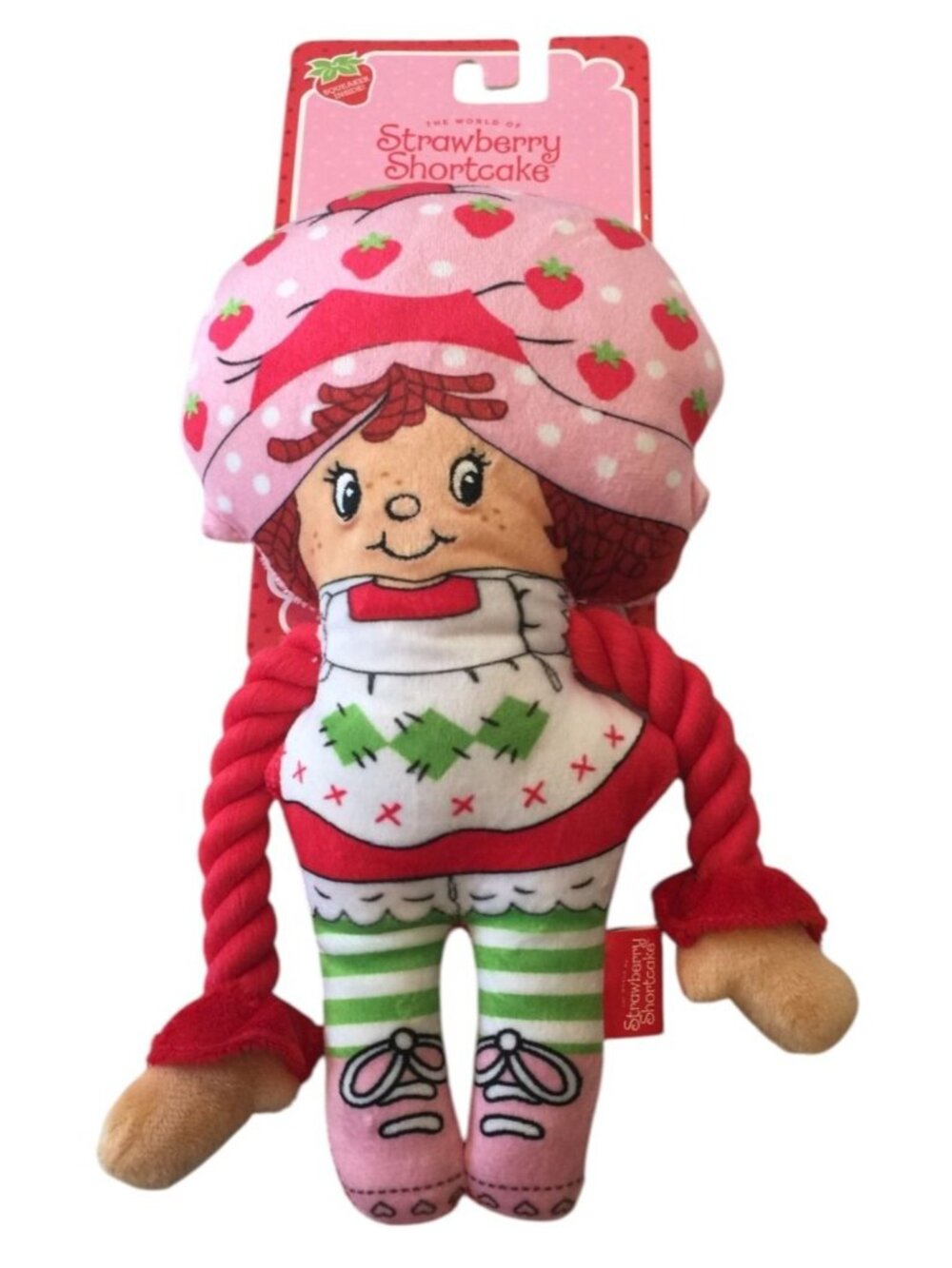 Strawberry Shortcake Doll 9" Plush Rope Dog Toy Crinkle Squeak